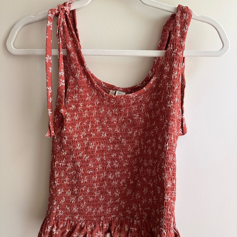 Japna Orange Ruffled Tie Front Tank Top